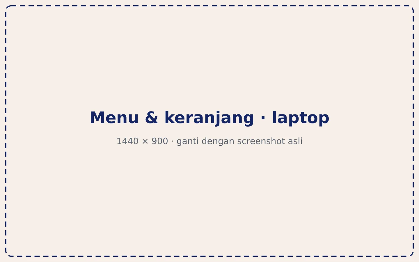 Halaman pemesanan online di laptop