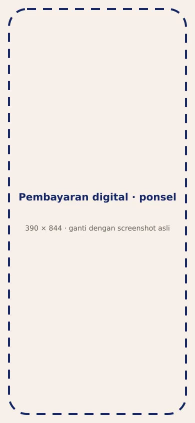 Placeholder layar pembayaran digital di ponsel