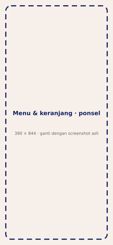 Halaman pemesanan online di ponsel tamu